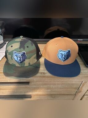New Era Memphis Grizzlies Camouflage & Brown Navy Snapback Hat Set